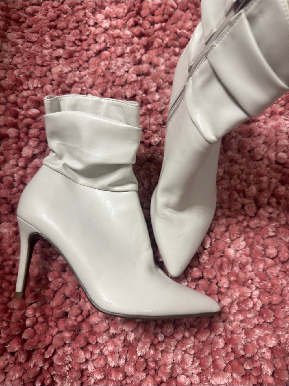Marc Fisher White Pointed-Toe Slouch Ankle Boots
